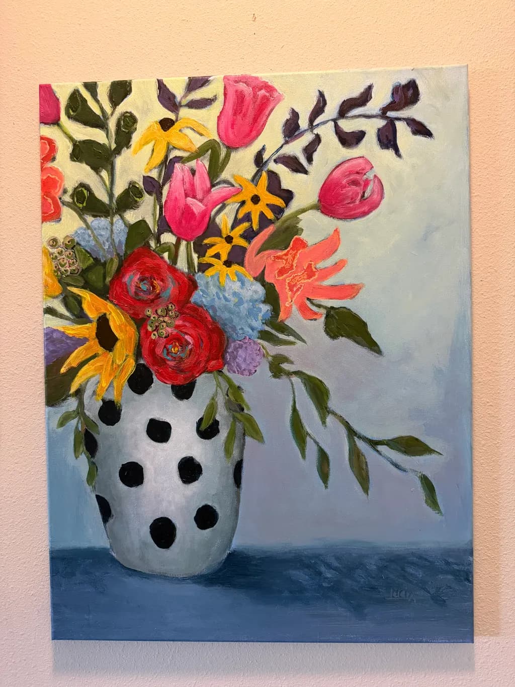 Polka Dot Vase Flowers