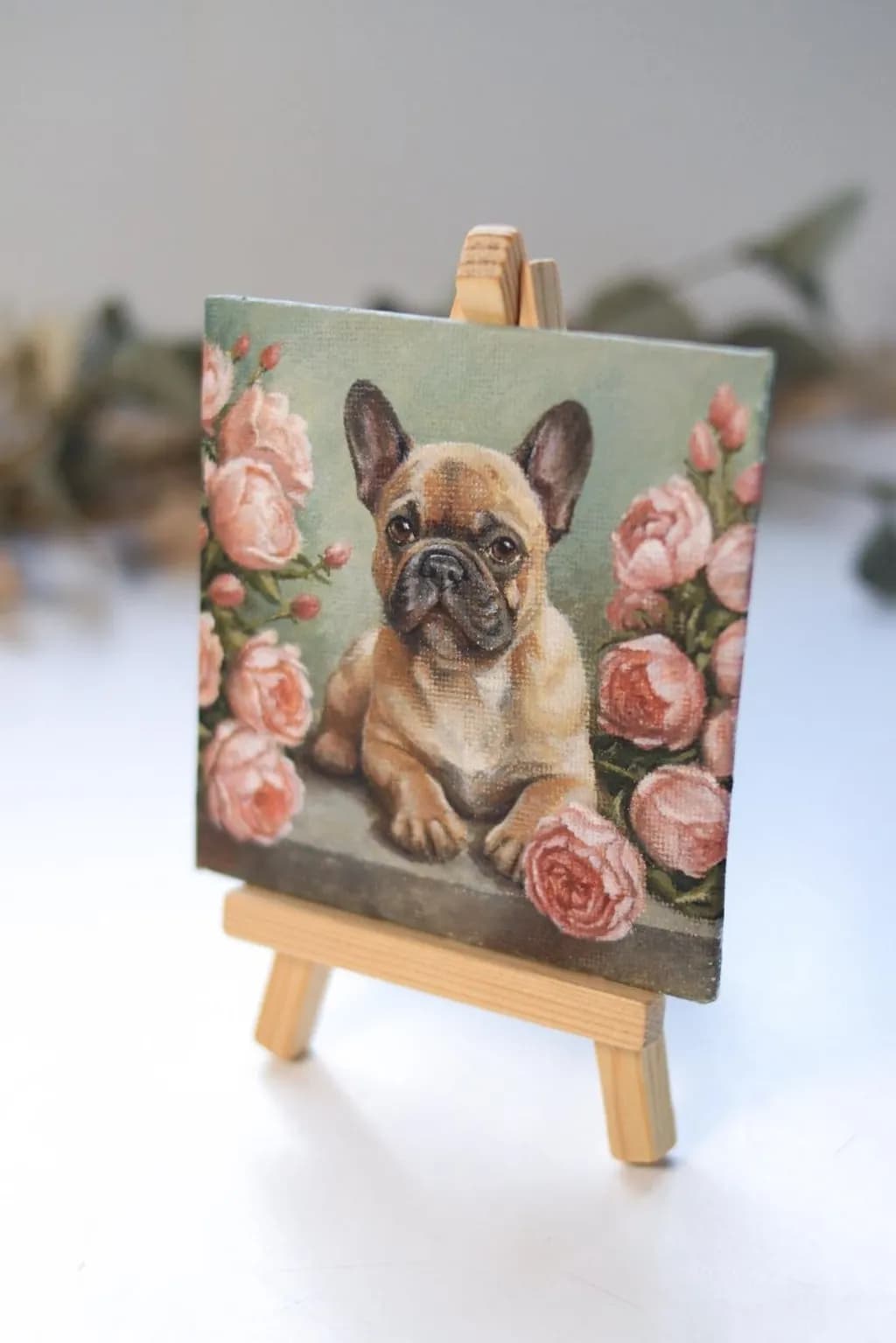 French Bulldog with Roses