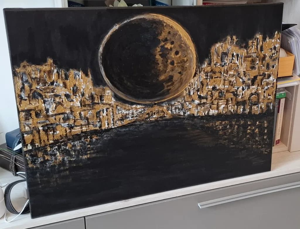 Golden Eclipse Cityscape