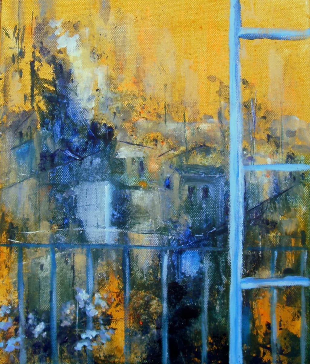 Cityscape Through Window