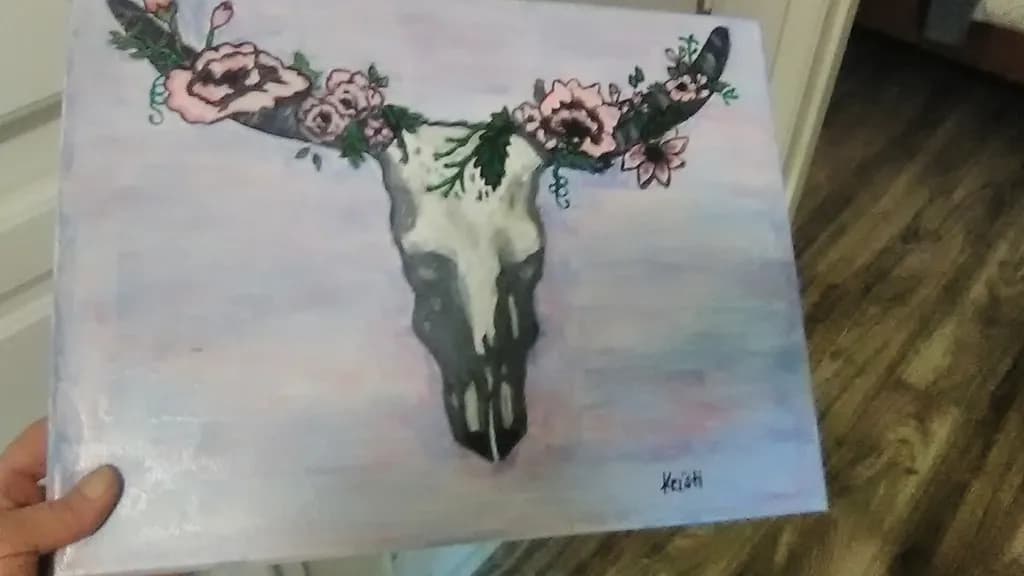 Floral Antlers Skull