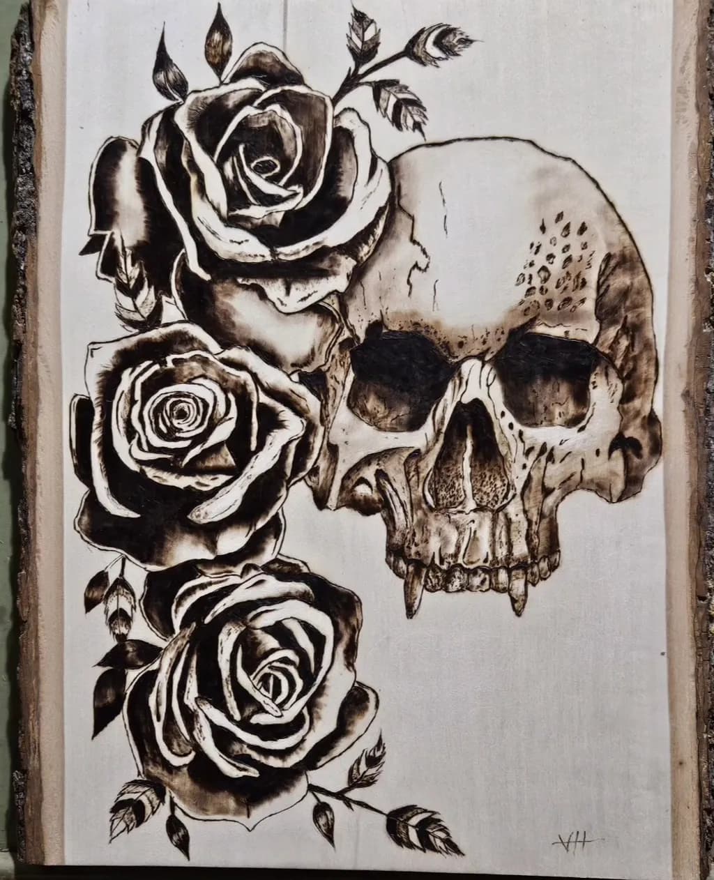 Fanged Skull and Roses