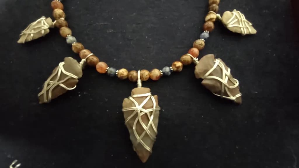 Wrapped Stone Arrows Necklace