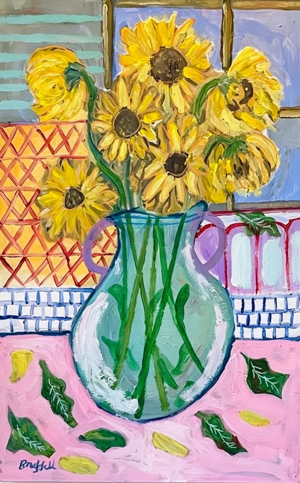 Sunflowers in Glass Vase
