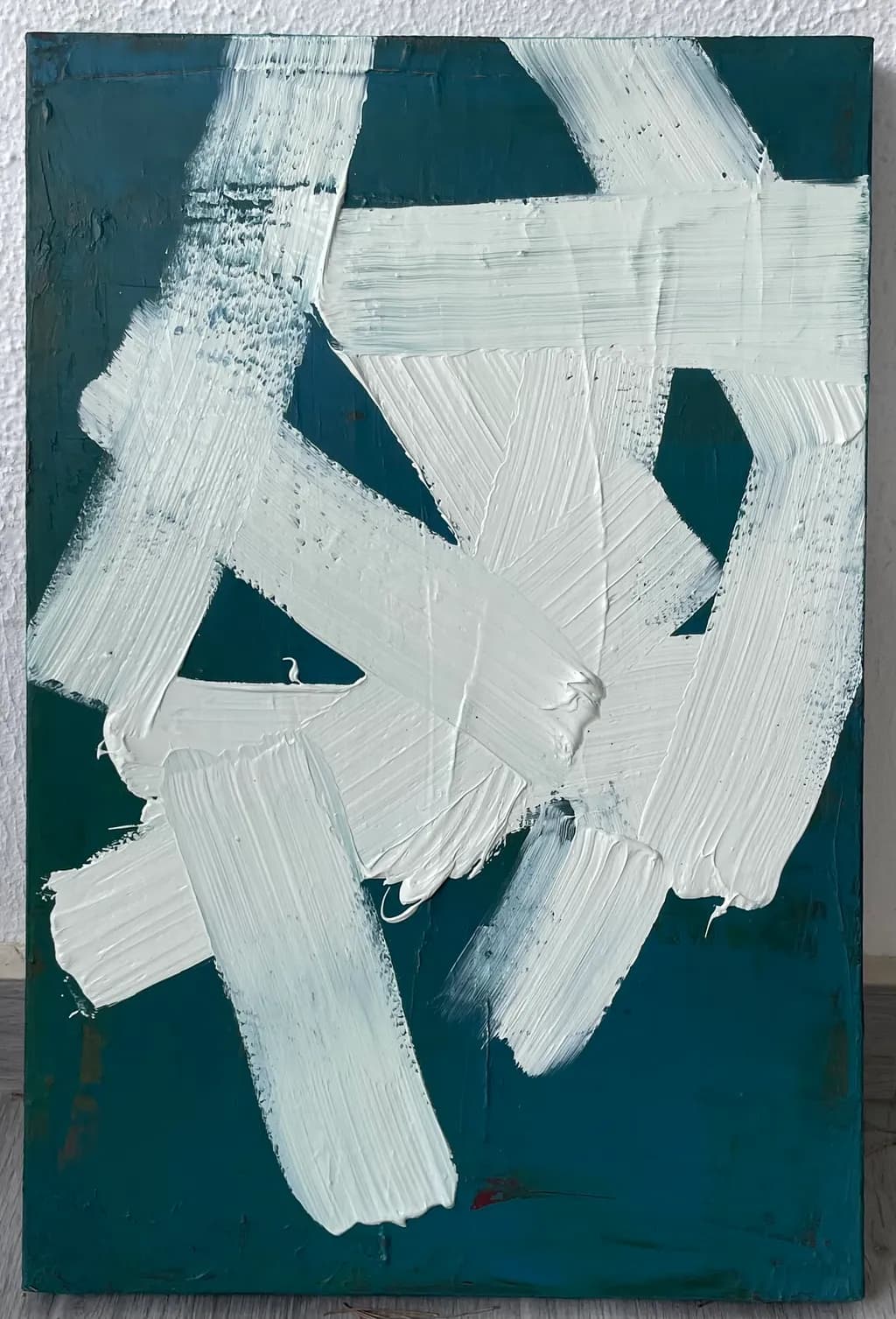 White Strokes on Teal