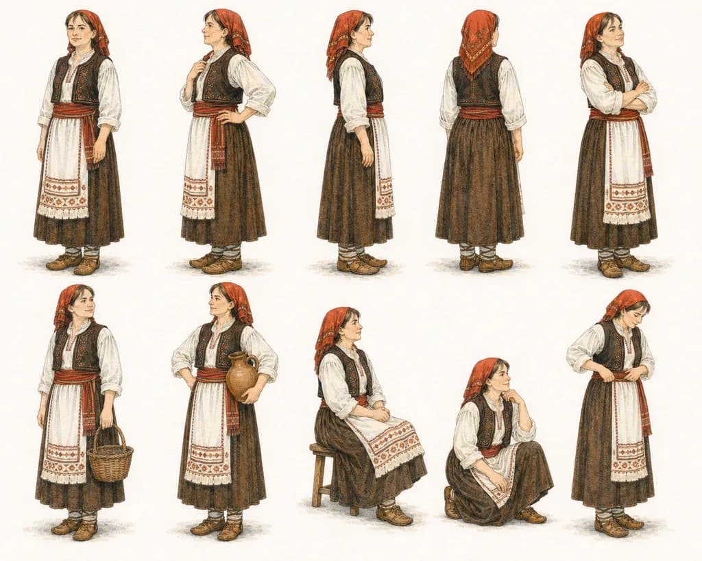 Traditional Folk Attire Study