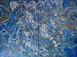 “Liberating the Square (4)" © adagp 2025, diptych, mixed media on canvas, 150x200 cm