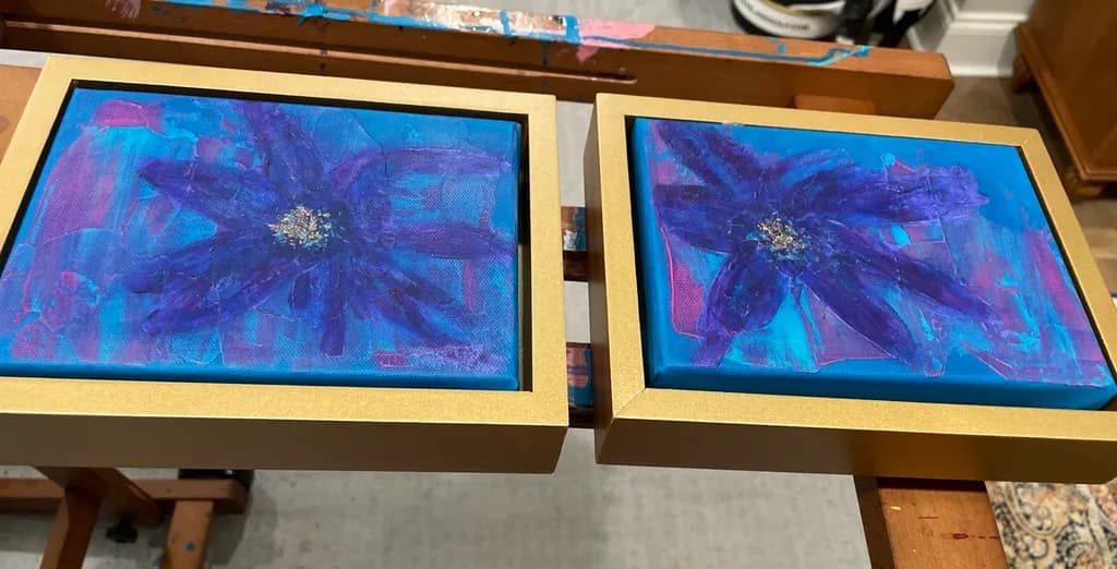 Purple Flowers in Blue
