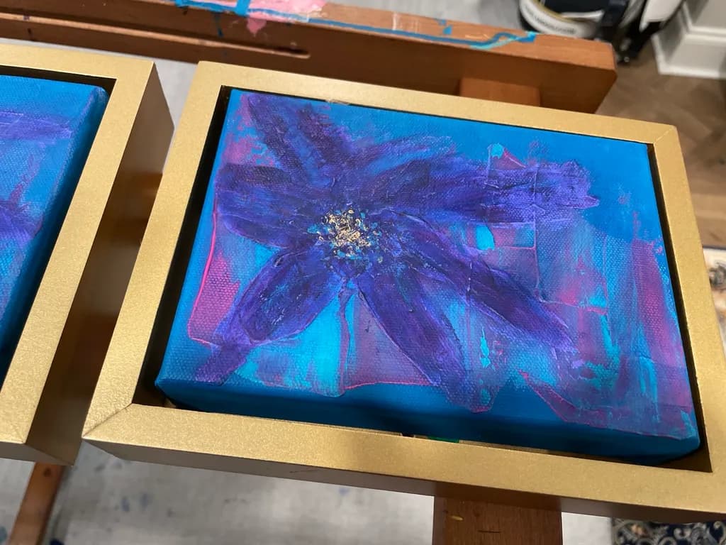 Abstract Flower on Blue Canvas