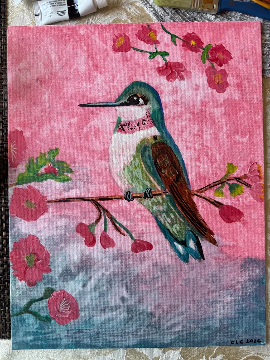 Hummingbird on Blossom Branch