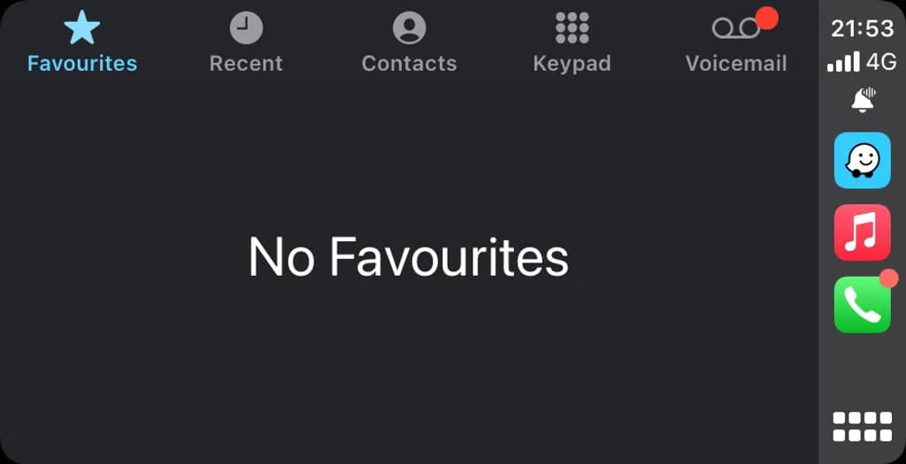 Empty Favourites Screen