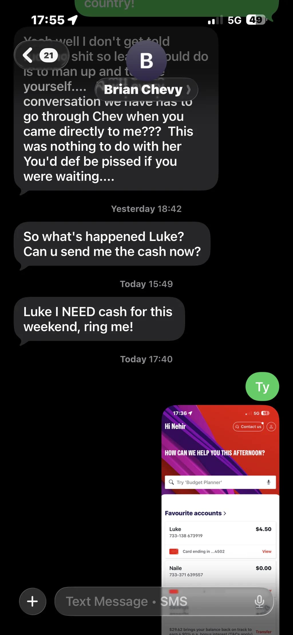 Cash Request Conversation