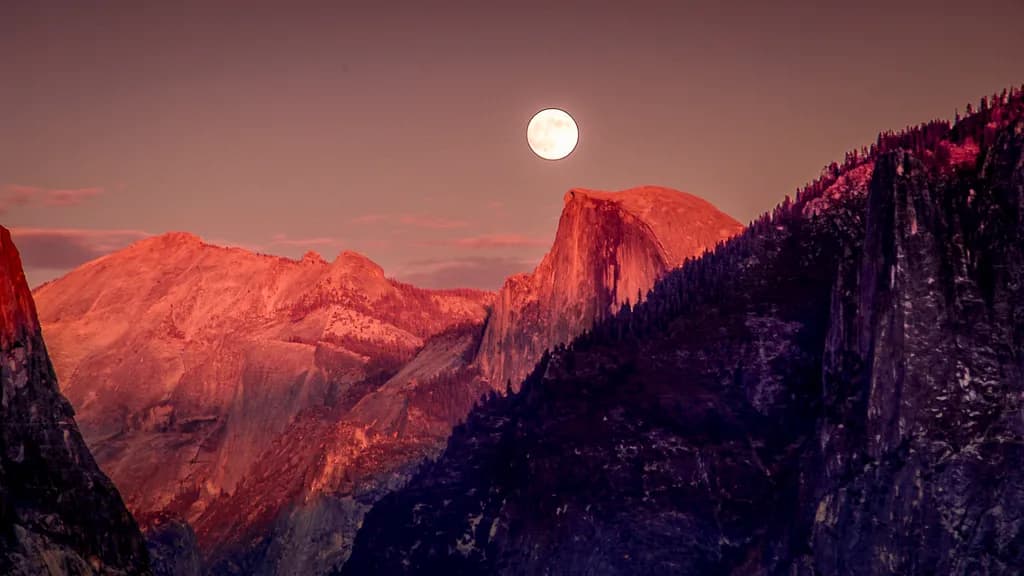 Frost Moonrise on Half Dome