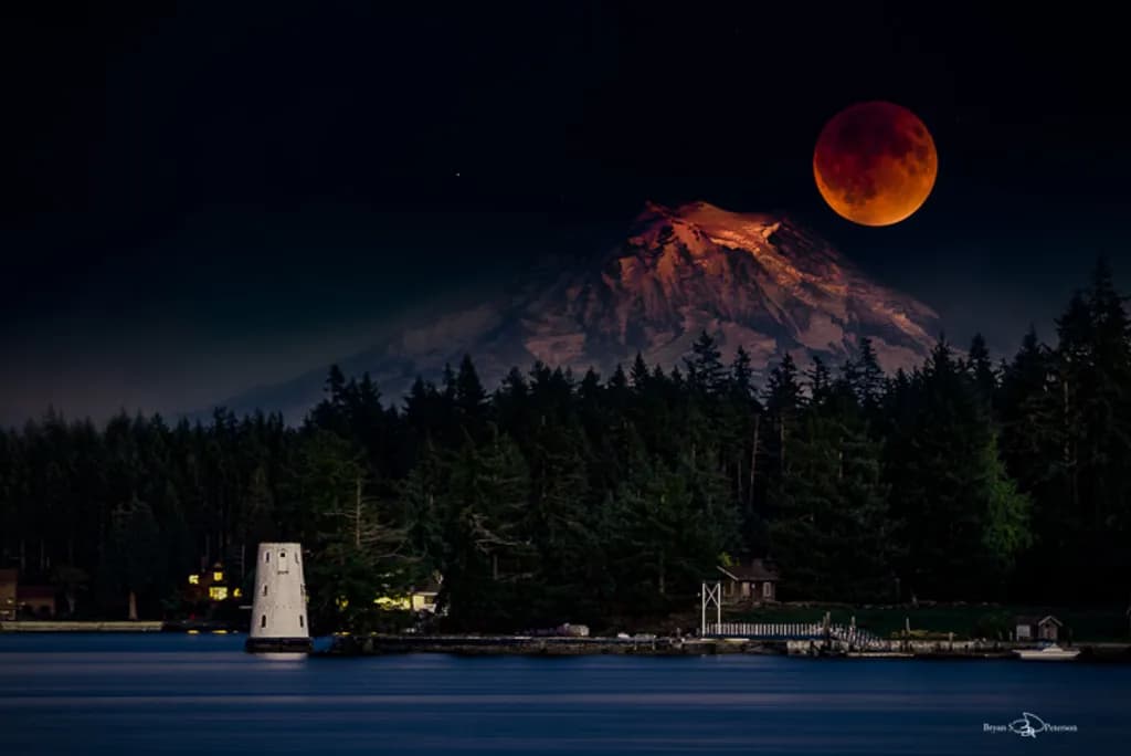 Blood Moon Over Mt Rainier