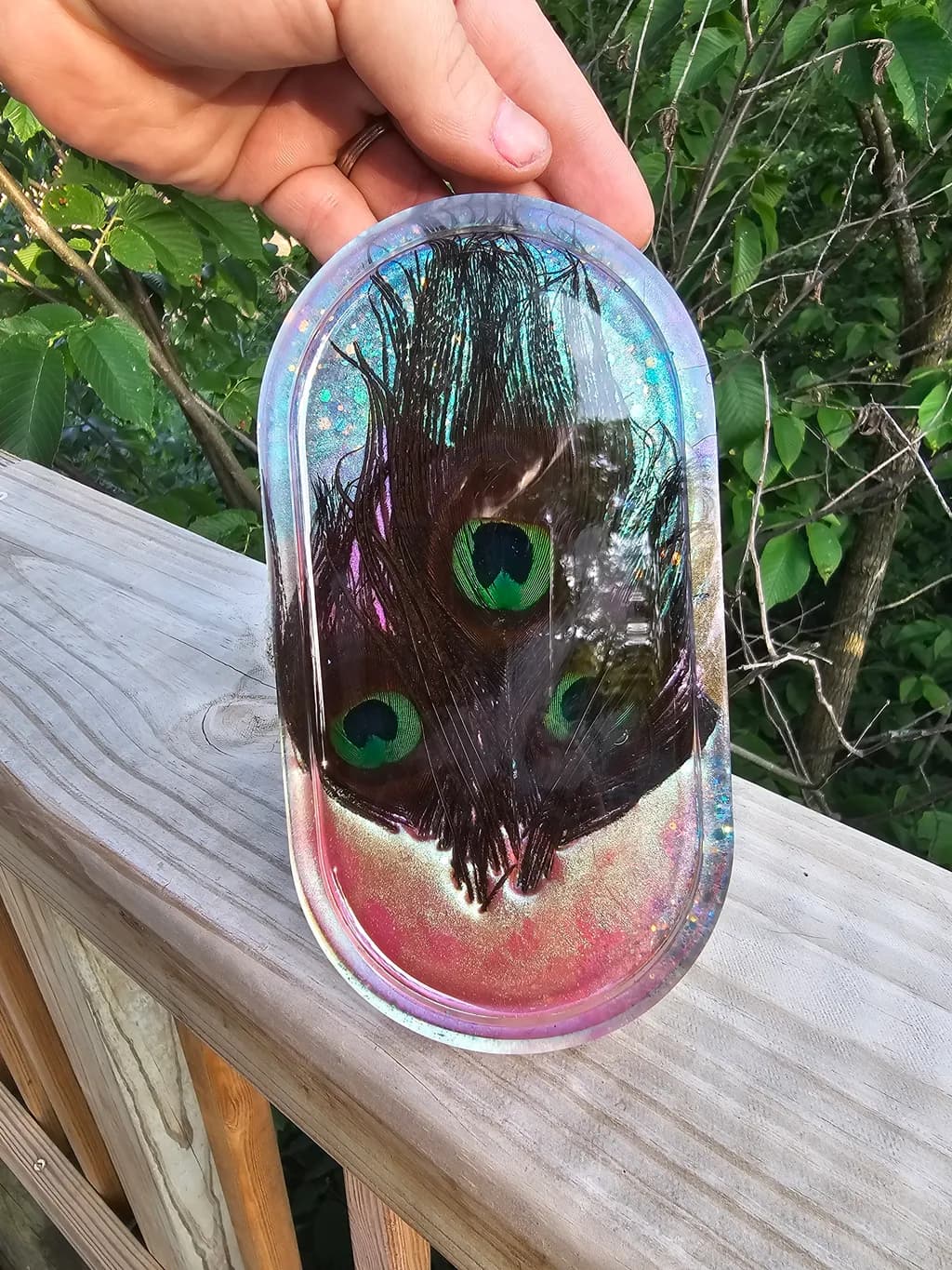 Iridescent Peacock Tray