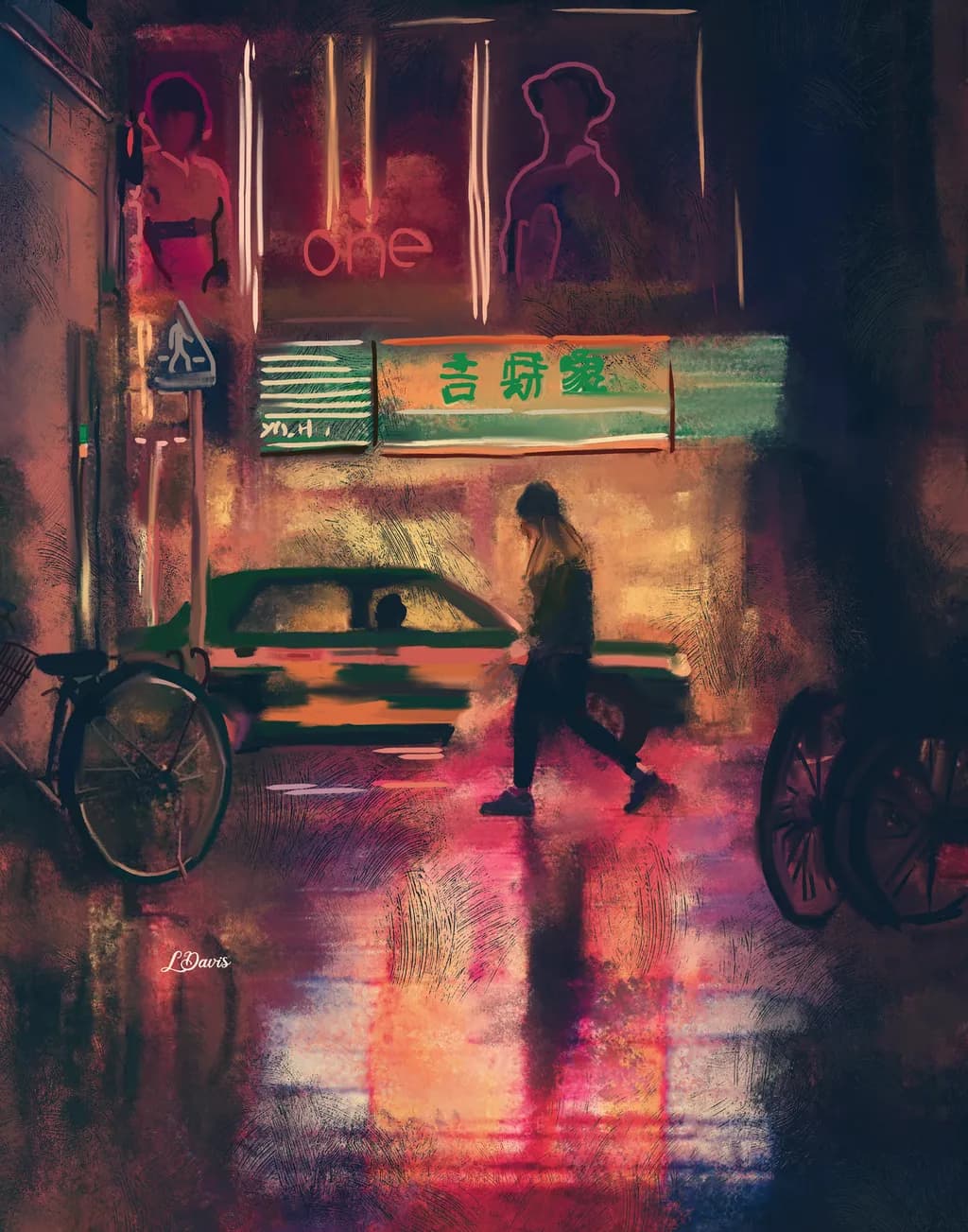 Neon Street Crossing
