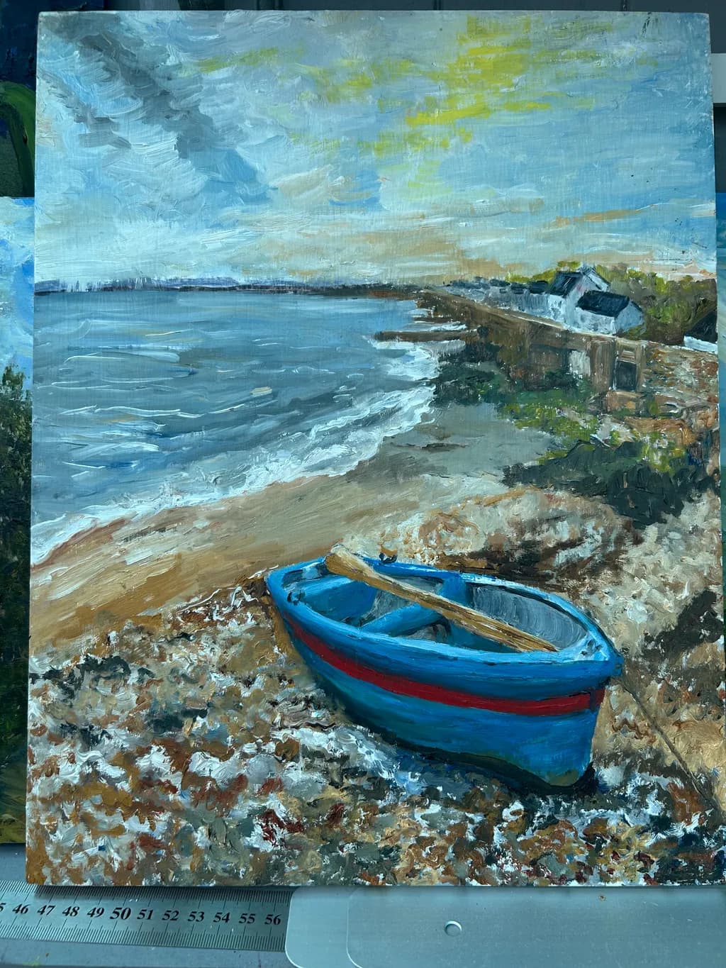 Blue Rowboat Shoreline