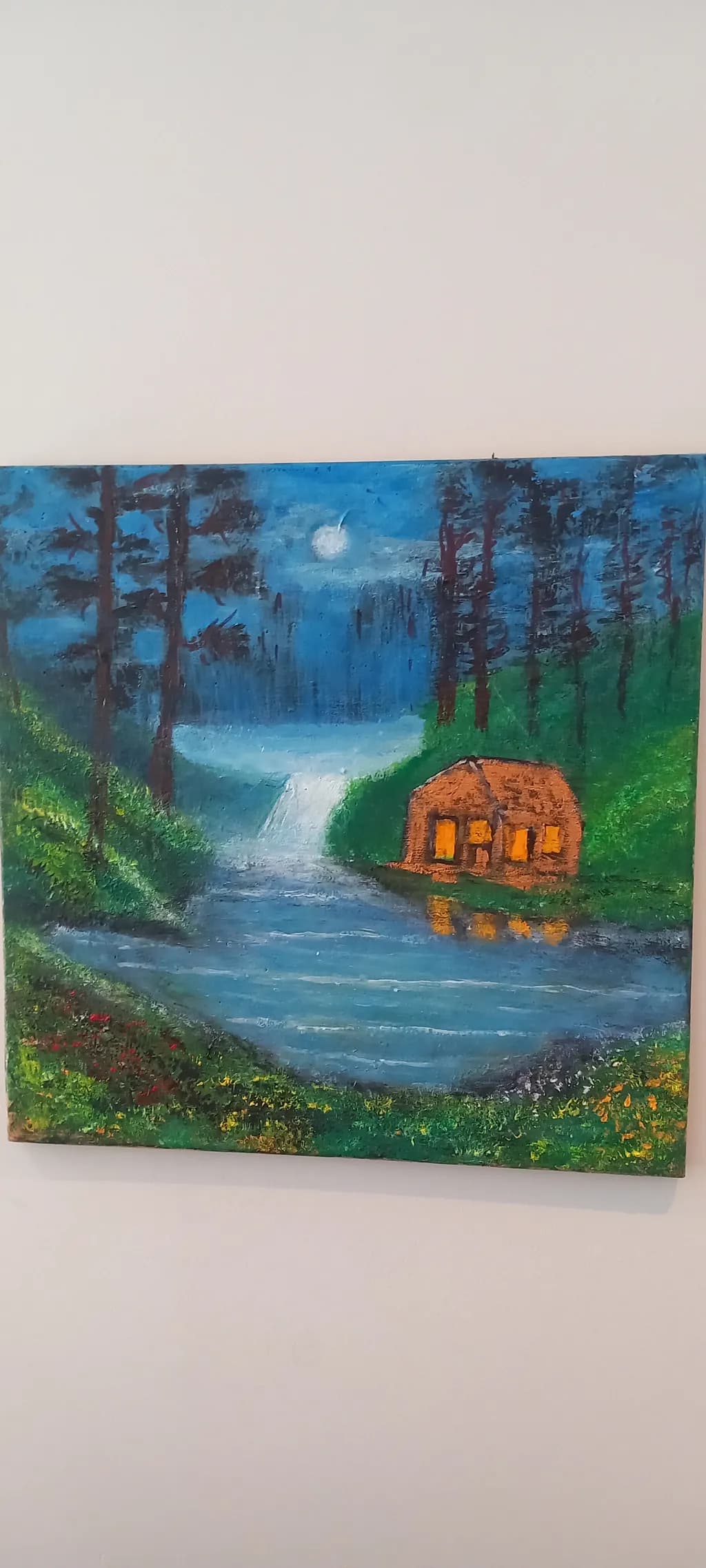 Moonlit Cabin Lake
