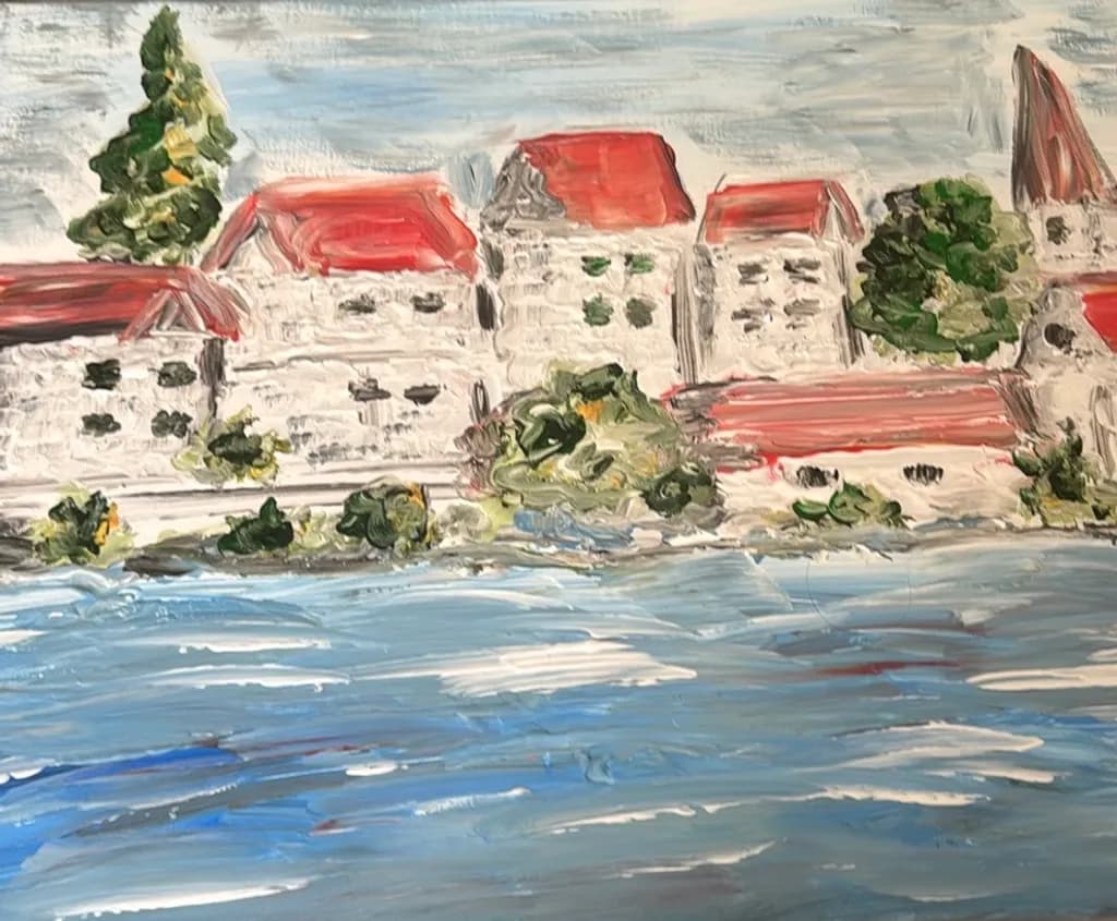 Red Roof Village by Water