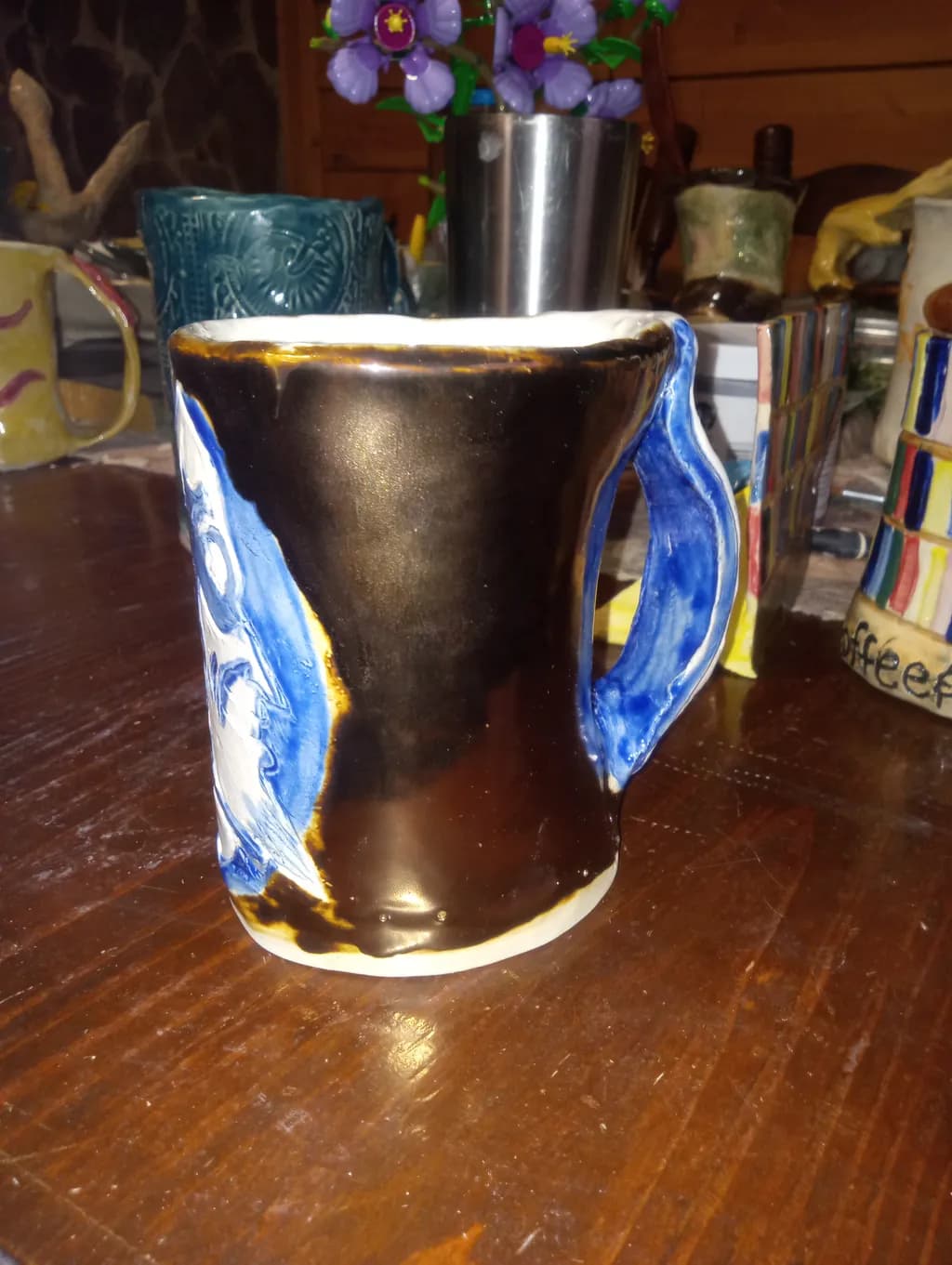 Blue Handle Contrast Mug