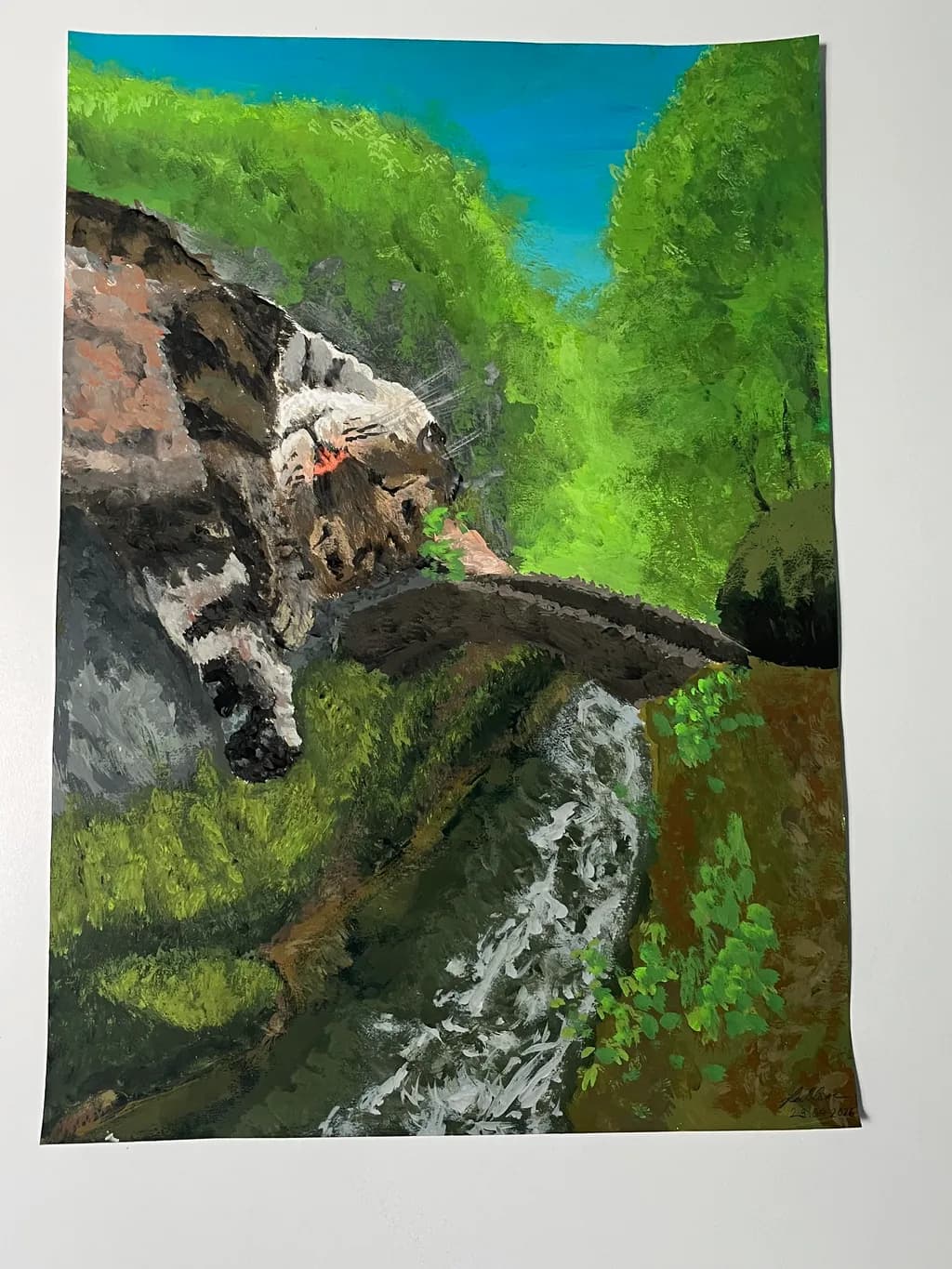 Lazy Cat Over Brook
