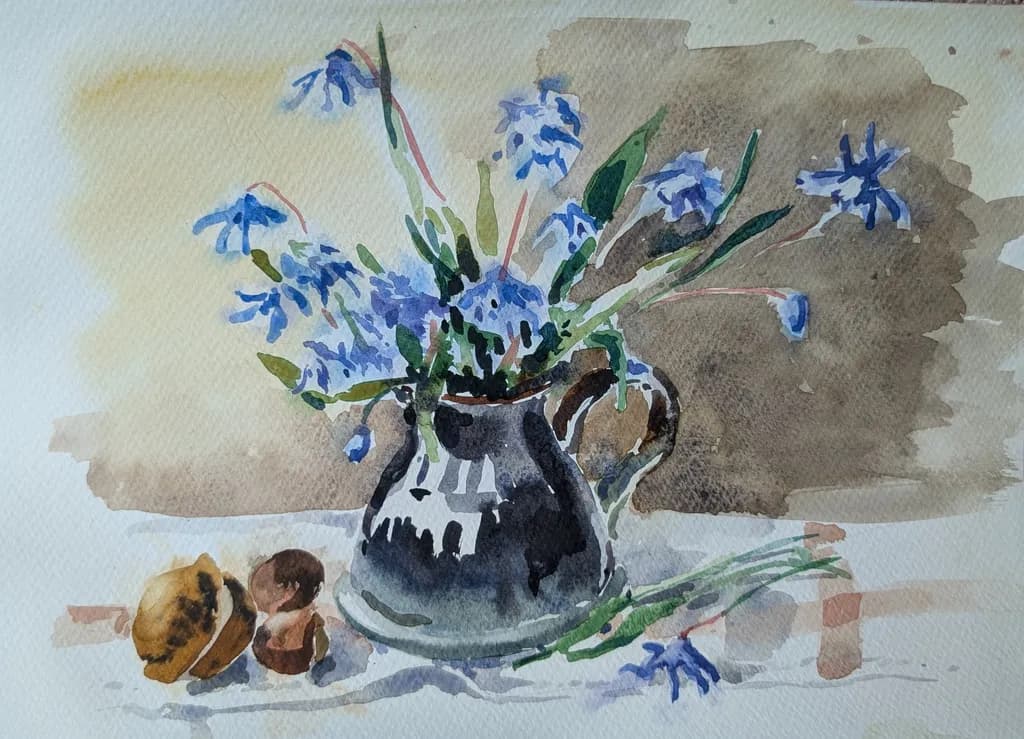 Blue Blossoms in Pitcher