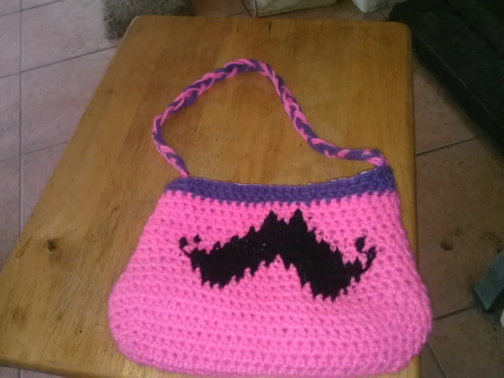 Pink Mustache Crochet Bag