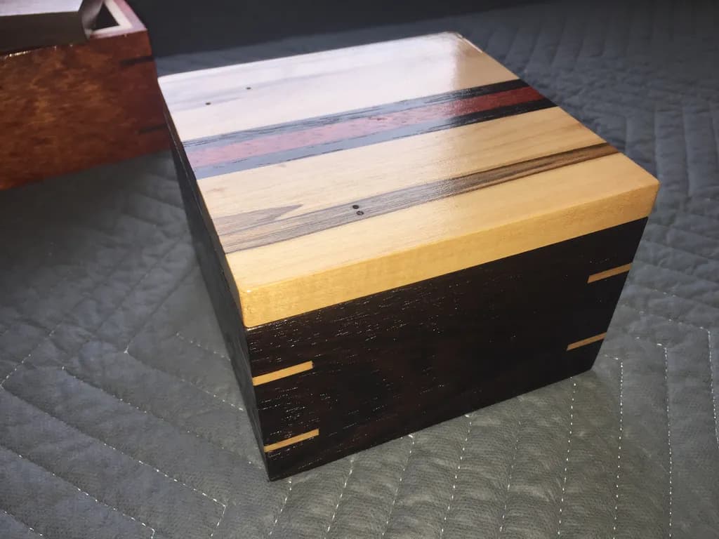 Striped Hardwood Keepsake Box