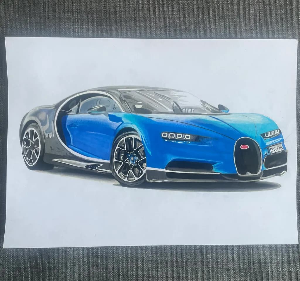 Blue Bugatti Chiron Illustration