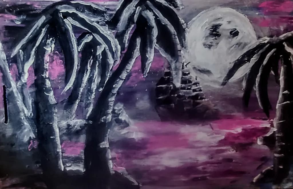 Moonlit Palm Shadows