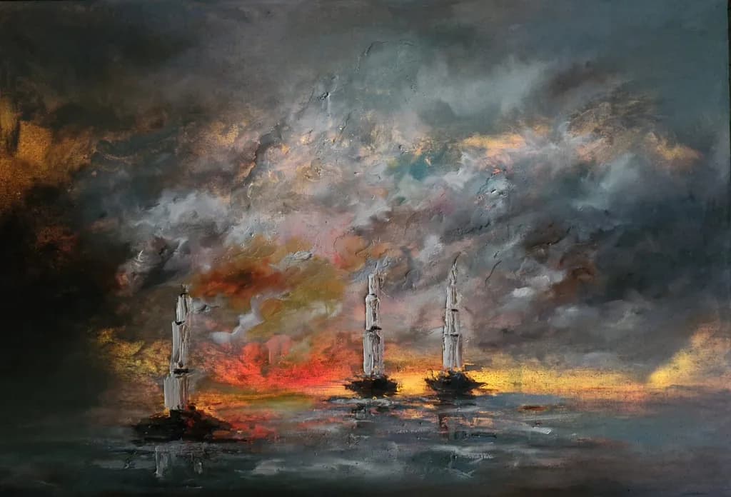 Three Masts at Dusk