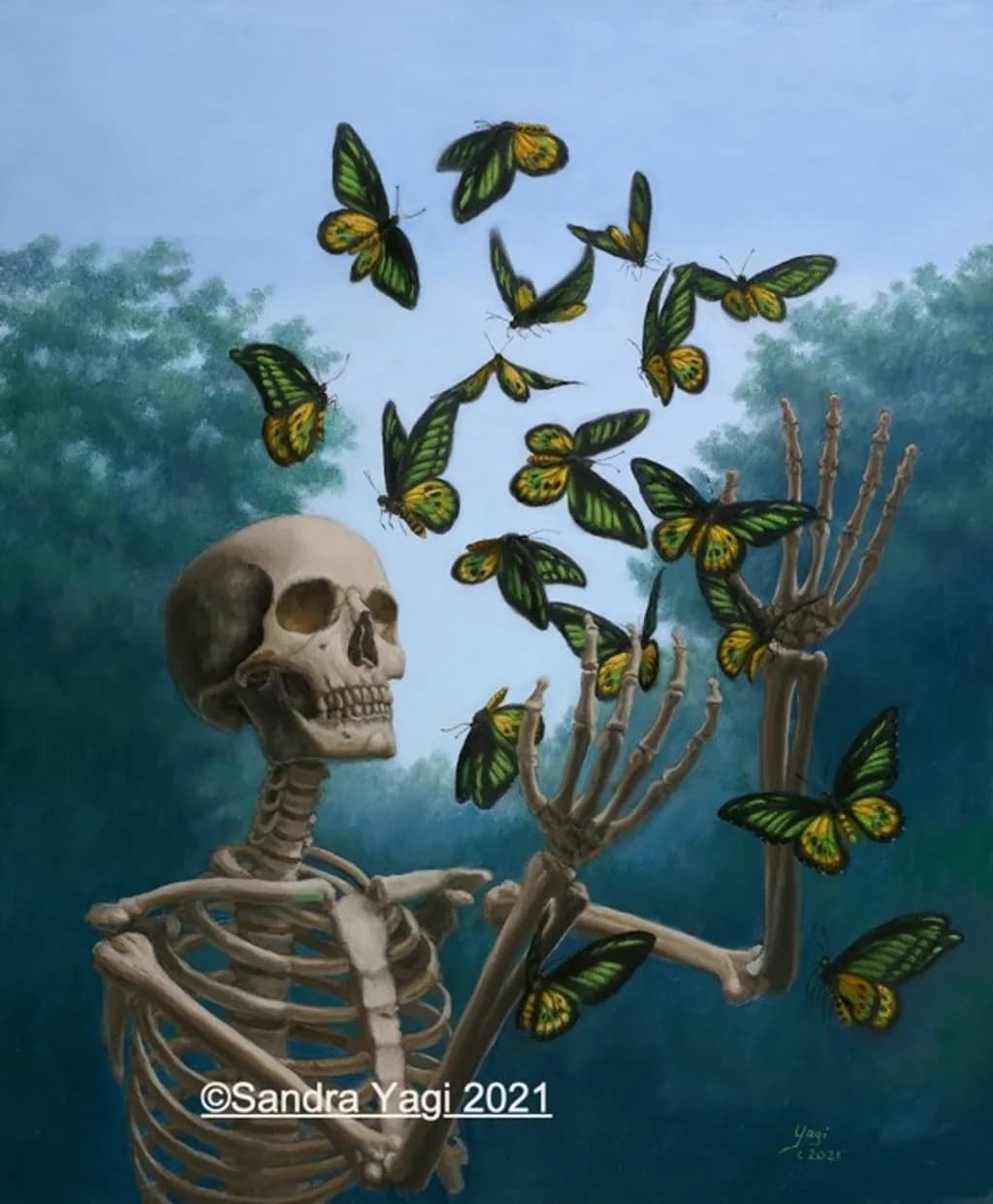 Skeleton and Butterflies