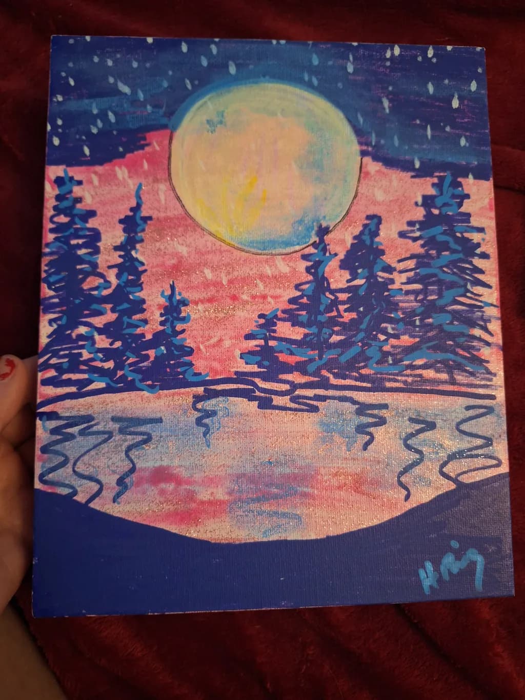 Moonlit Pines Reflection