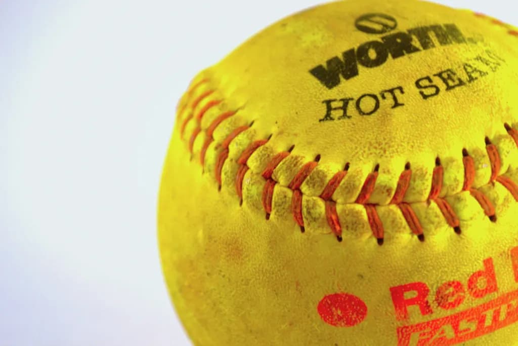 Worn Softball Close-Up