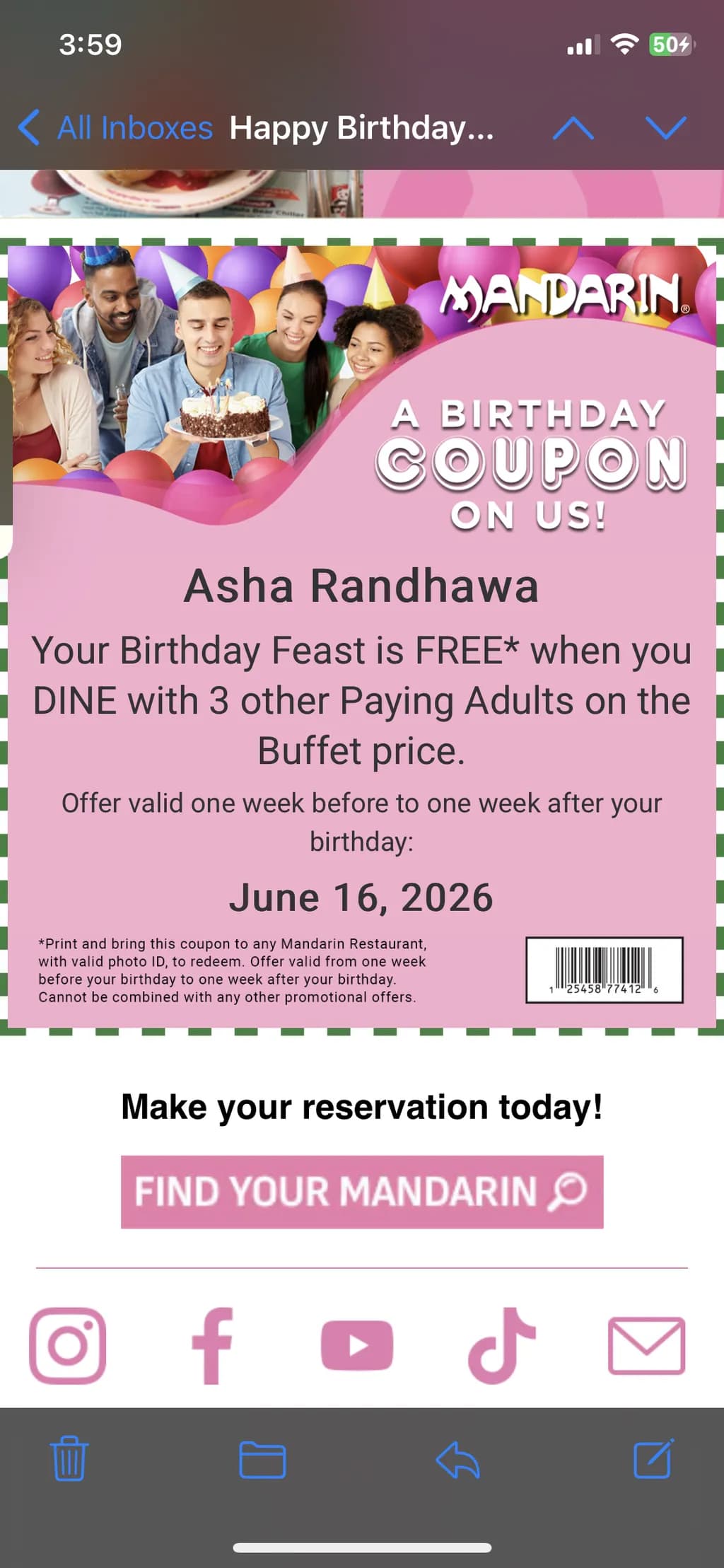 Birthday Feast Coupon