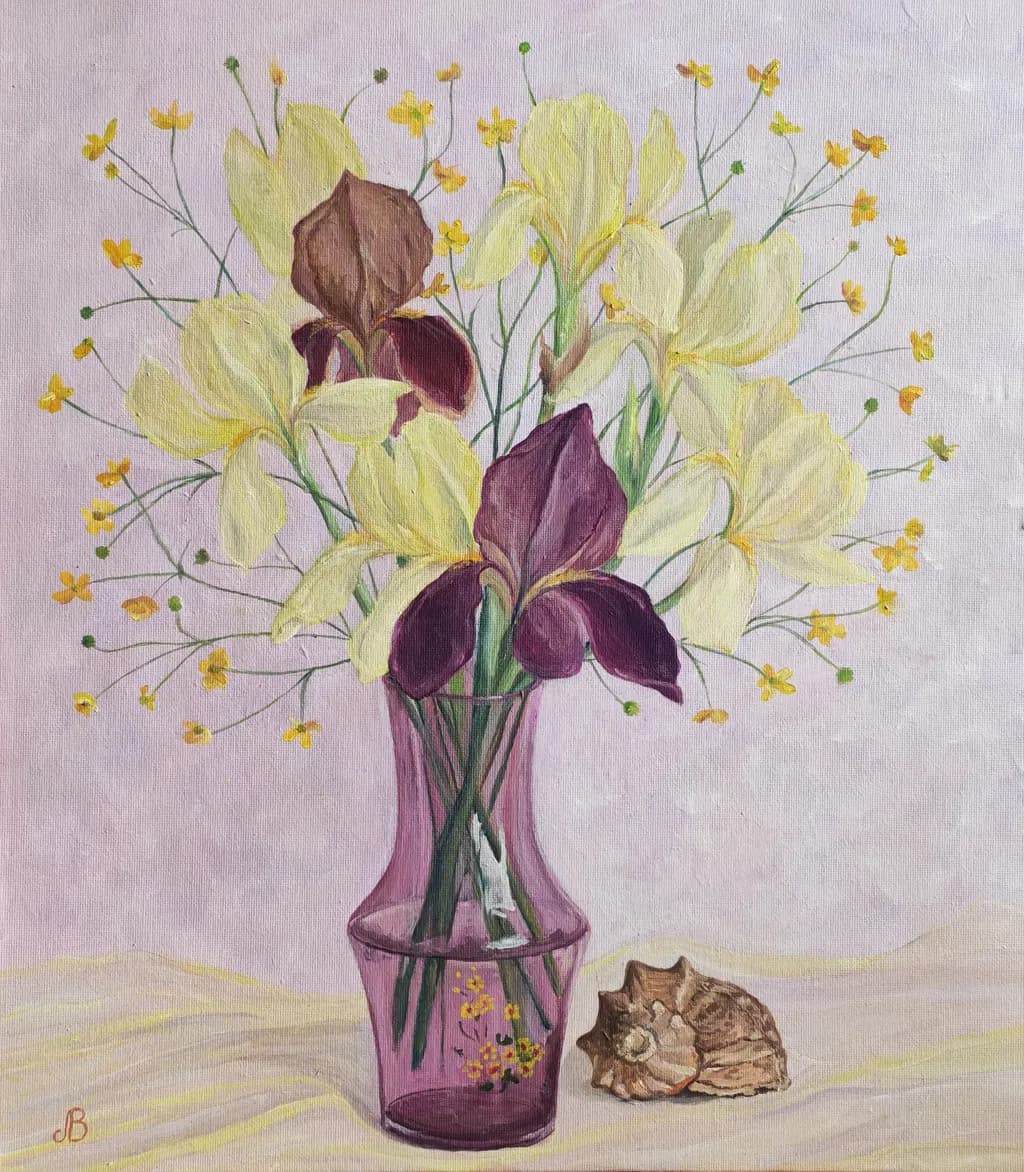 Iris Bouquet with Shell