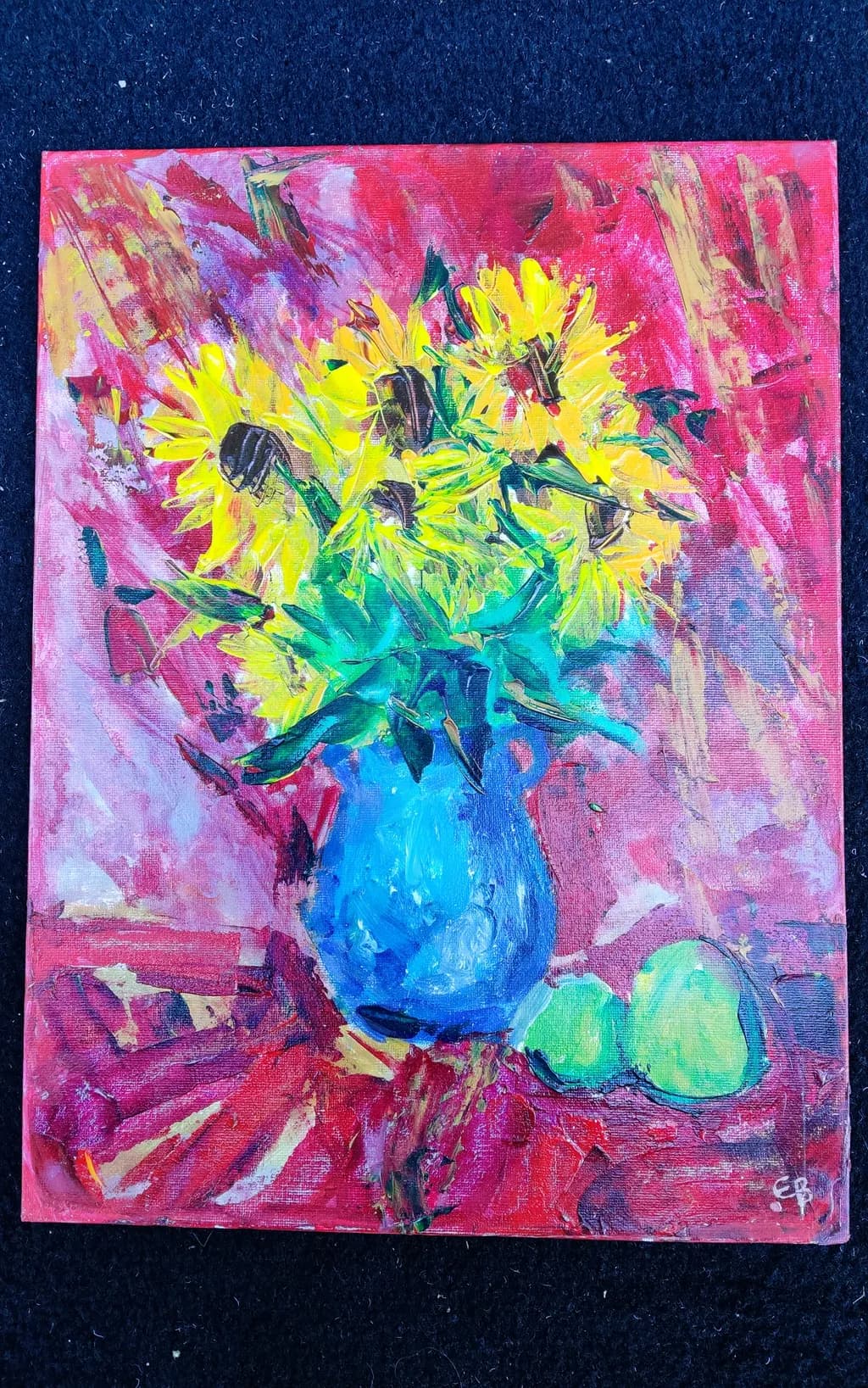Sunflowers in Blue Vase