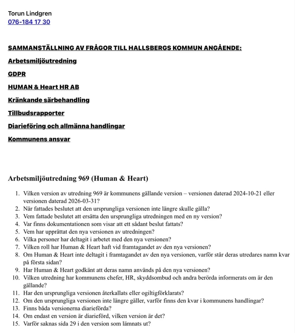 Hallsberg Inquiry