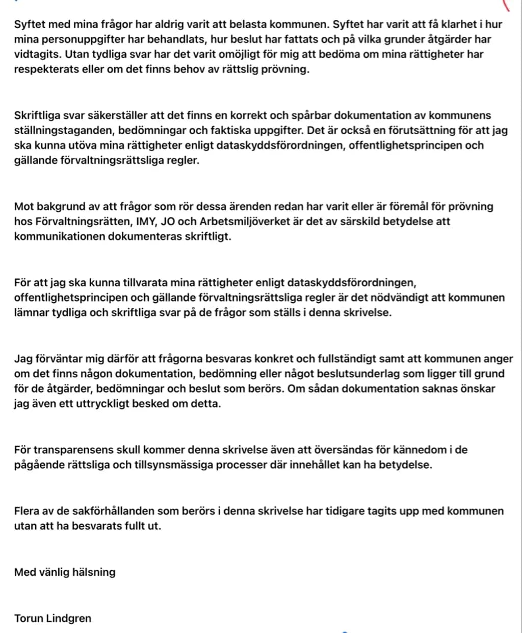 Request for Transparency