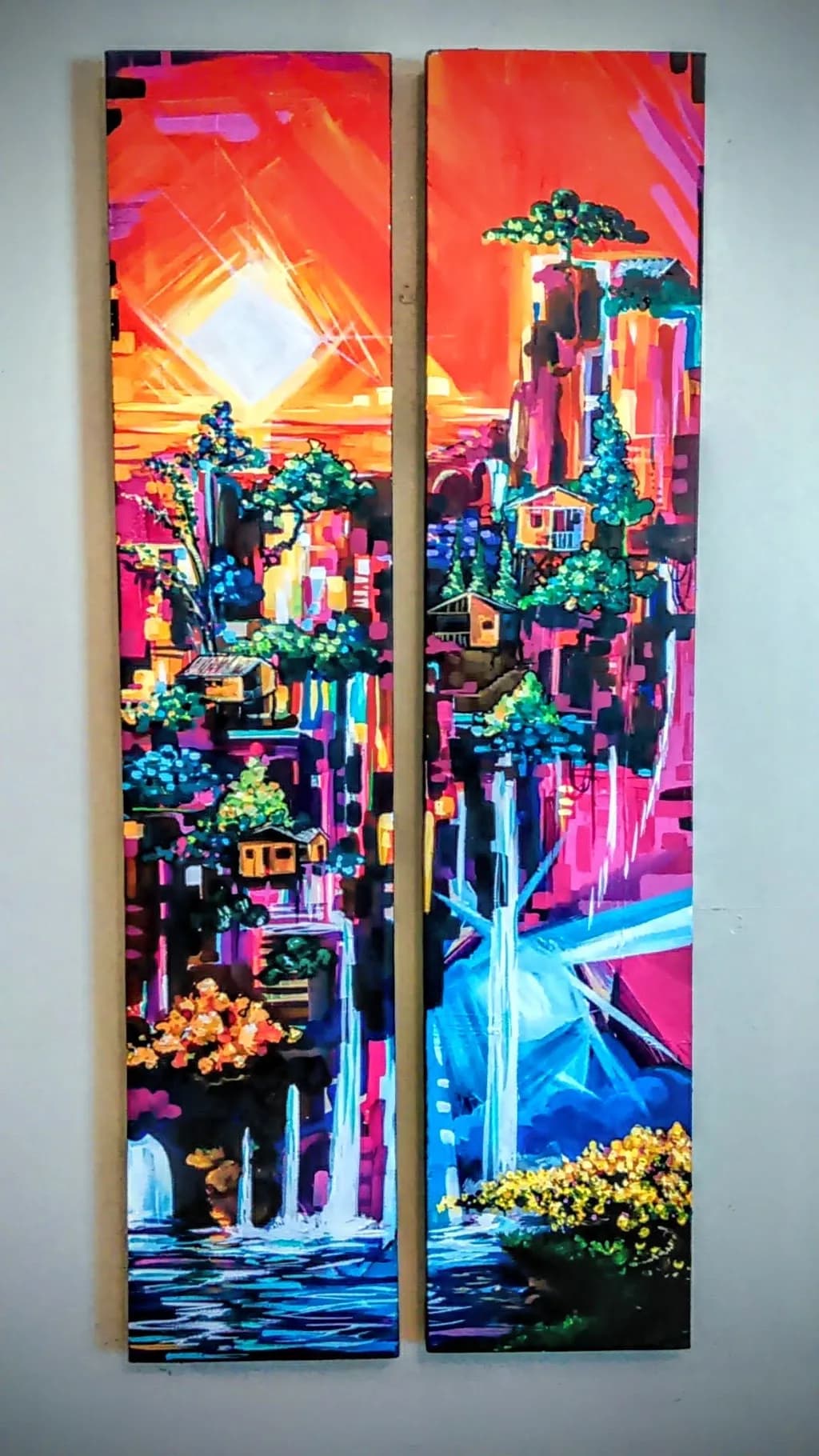Original Copy Forest Waterfall Sunset