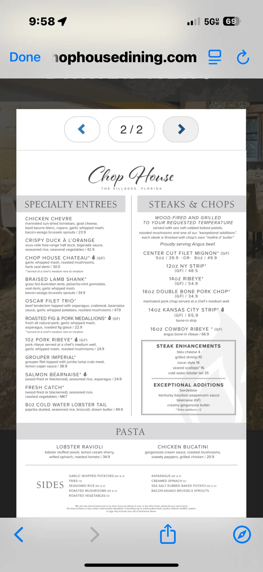 Chop House Specialties