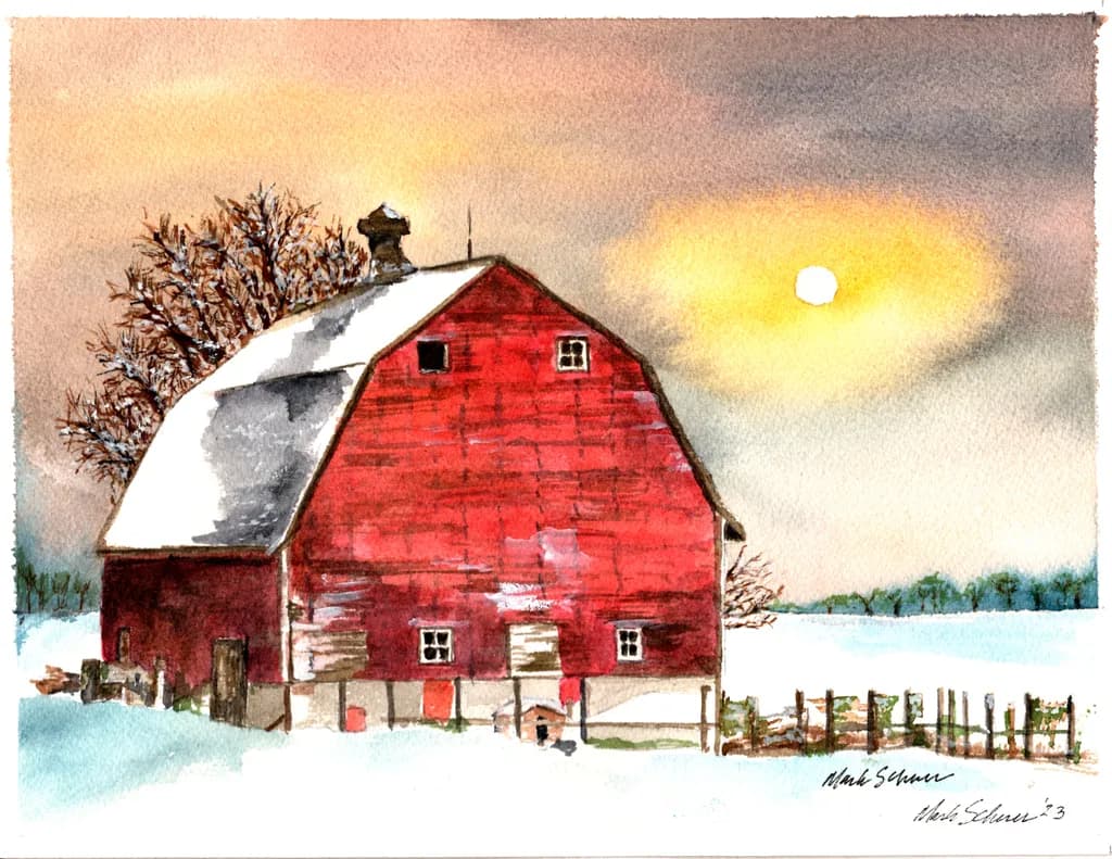 Winter Barn in Snow