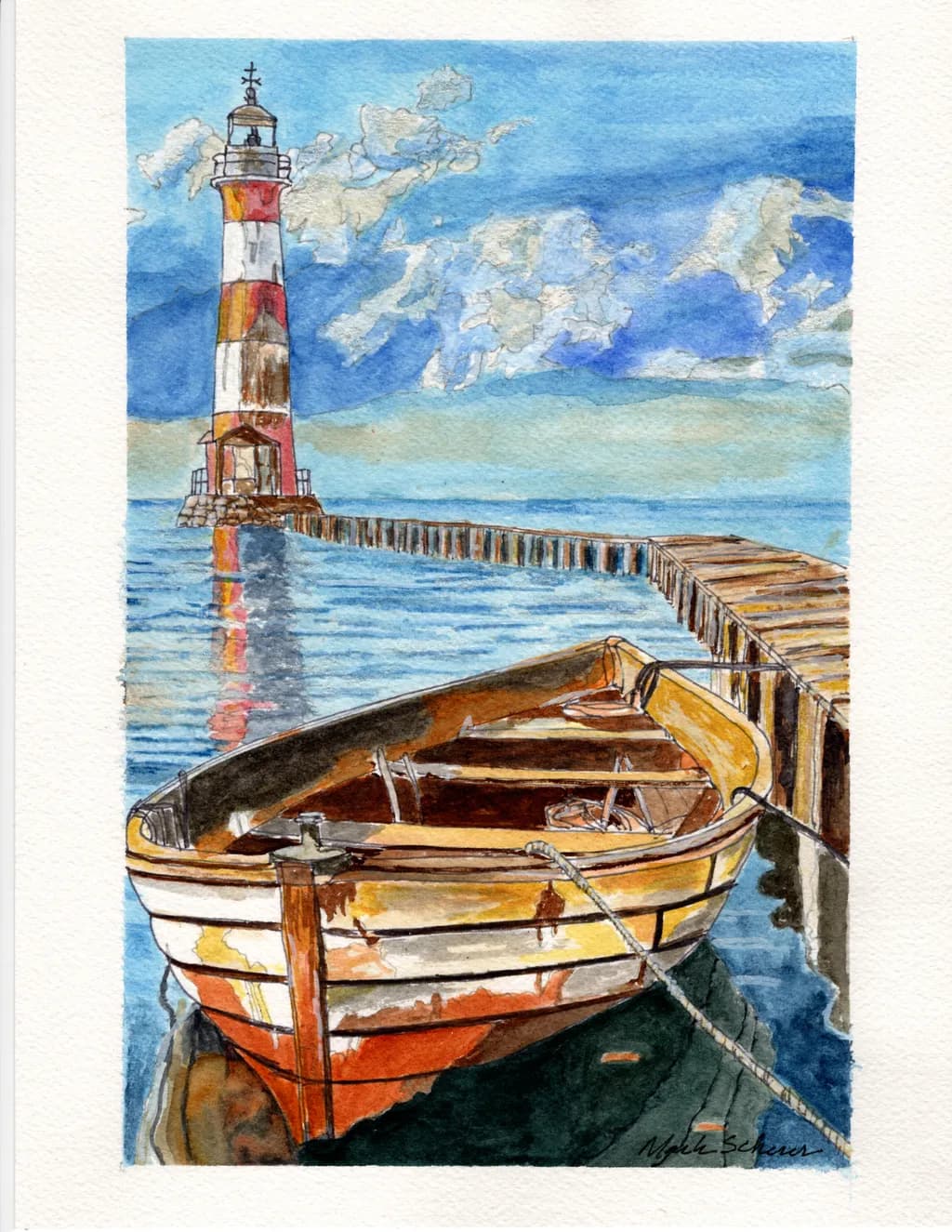 Lighthouse, Pier and Boat
