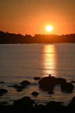 Sunset Over Water Rocks