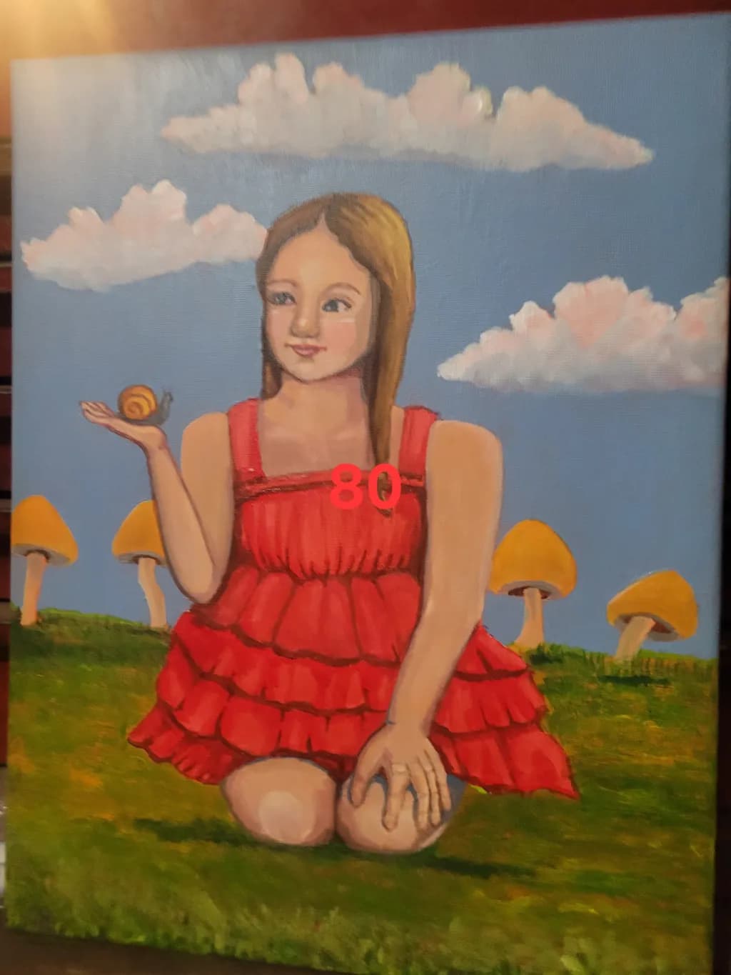 Girl with Snail and Mushrooms
