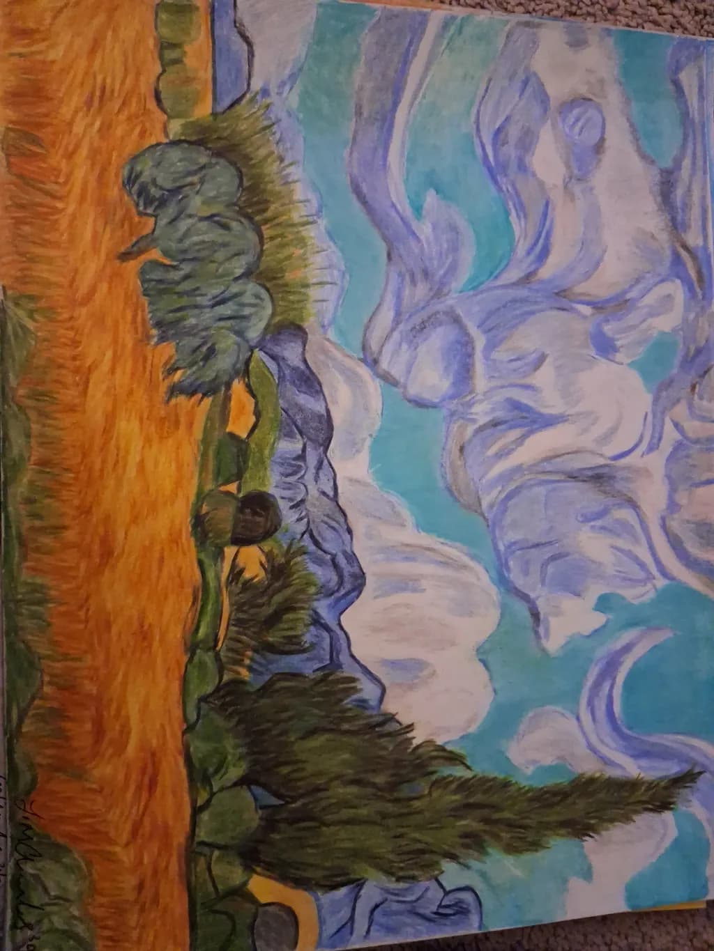 Wheat Field with Cypress
