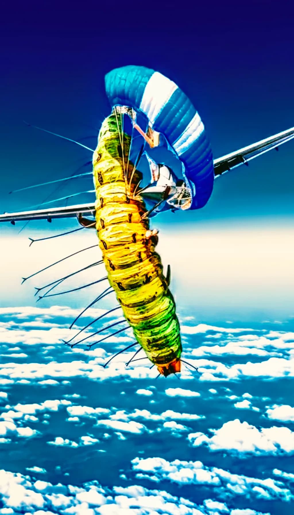 Sky Parachuting Caterpillar