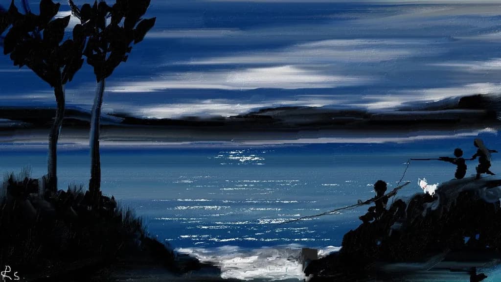 Moonlit Fishing Shadows