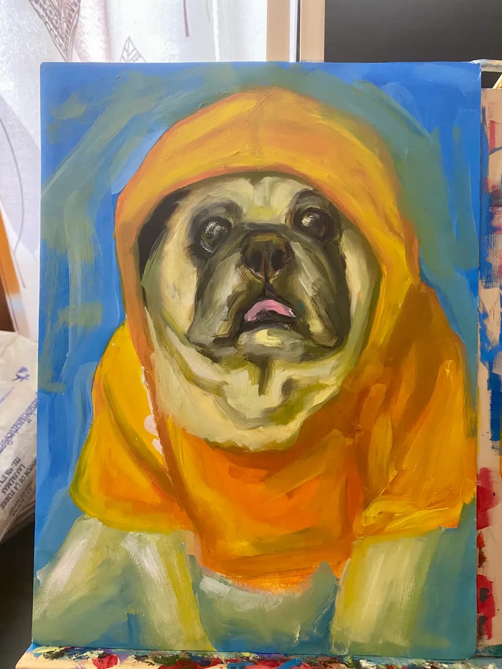 Pug in Orange Hoodie