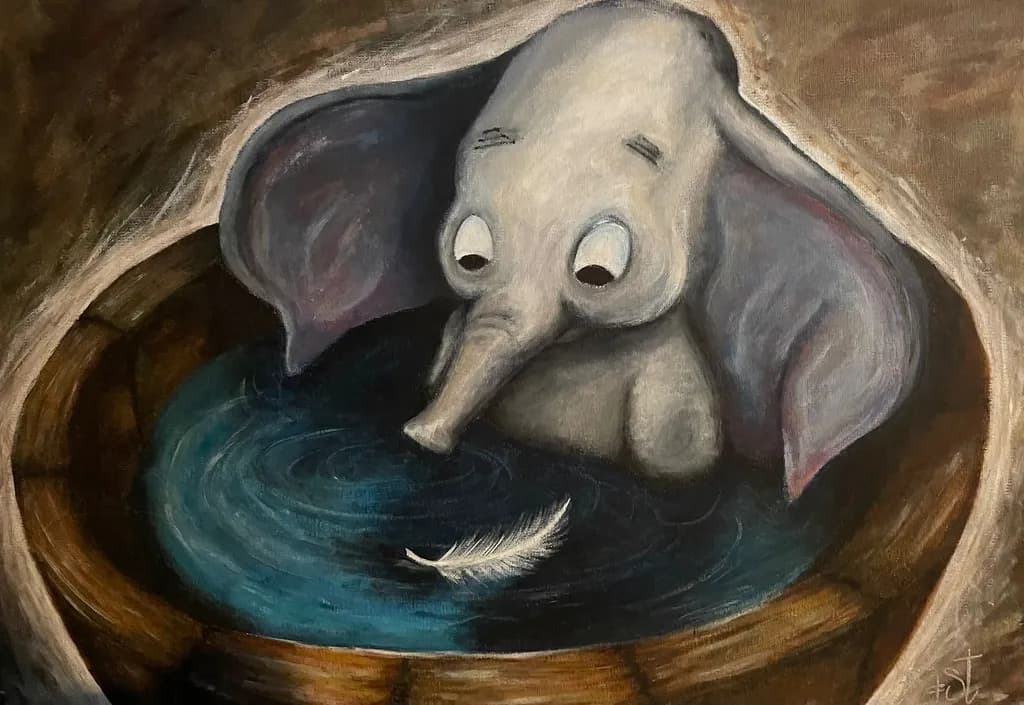 Elephant and Feather Reflection